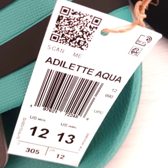 Adidas Adilette Aqua Men's Slide -Sandals Size 12 Teal New Tags + Free Socks - Picture 2 of 9